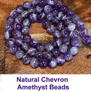 Natural Chevron Amethyst Beads   15" Strand